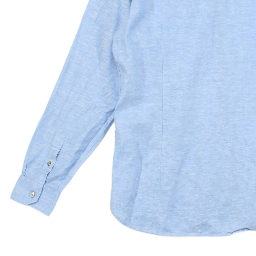Mens Linen Shirt Long Sleeve Button Up Cotton