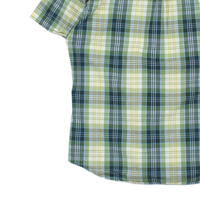 Mens Plaid Shirt Short Sleeve Button Up