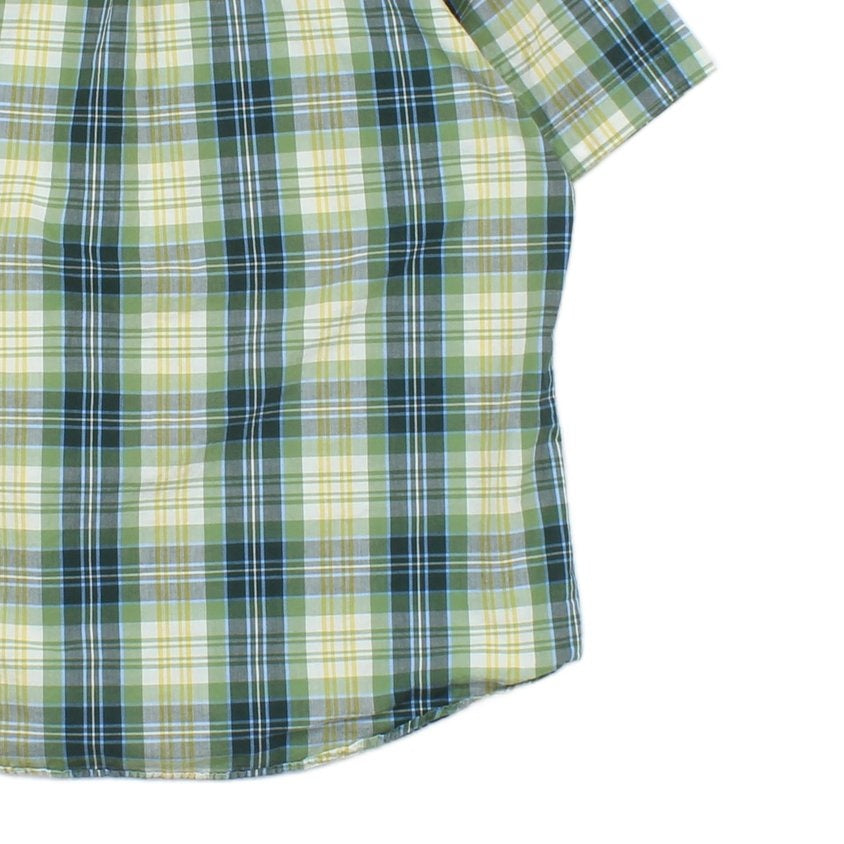 Mens Plaid Shirt Short Sleeve Button Up