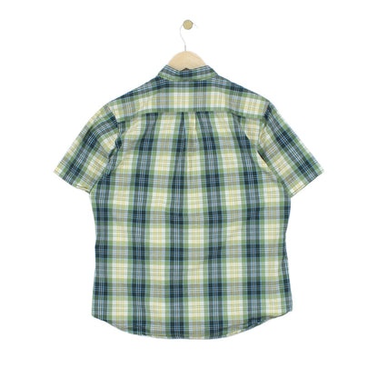 Mens Plaid Shirt Short Sleeve Button Up