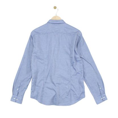 Mens Shirt Slim Fit Stretch Long Sleeve Office