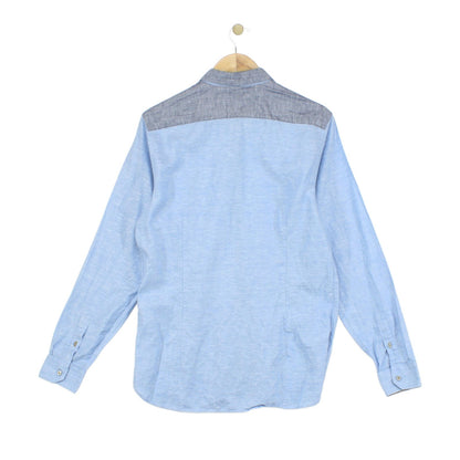 Mens Linen Shirt Long Sleeve Button Up Cotton