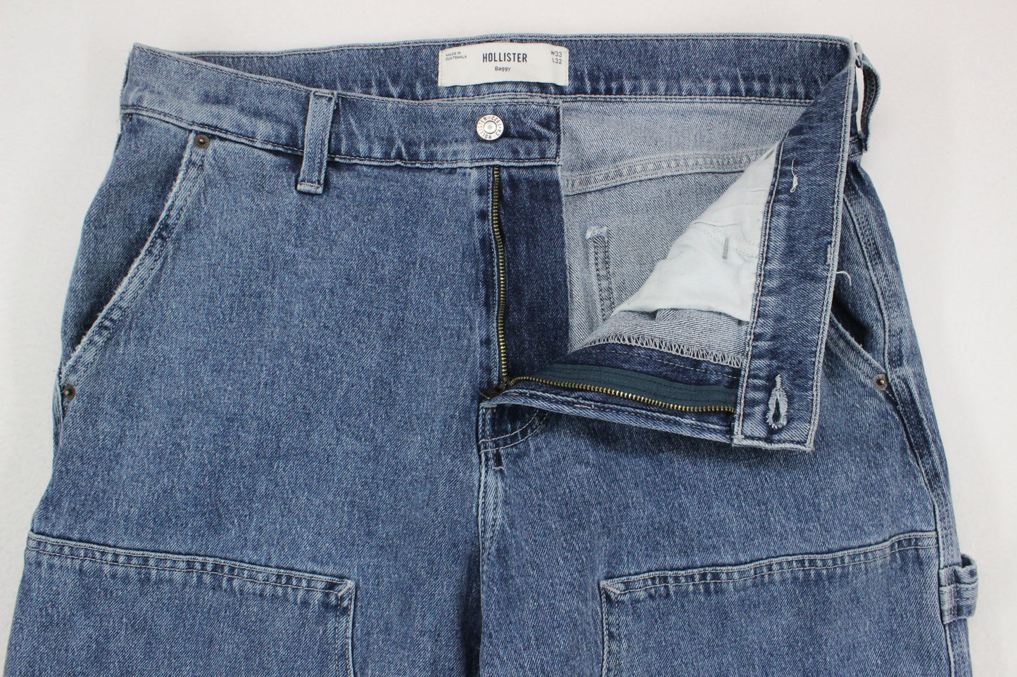 Mens Carpenter Jeans Baggy Denim Double Knee