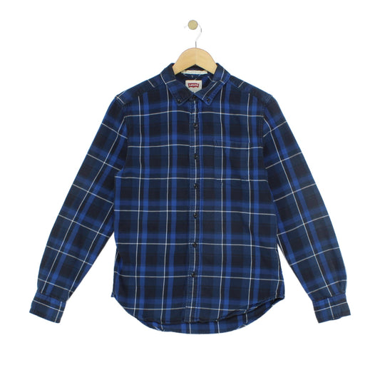Mens Plaid Shirt Slim Fit Button Up Long Sleeve