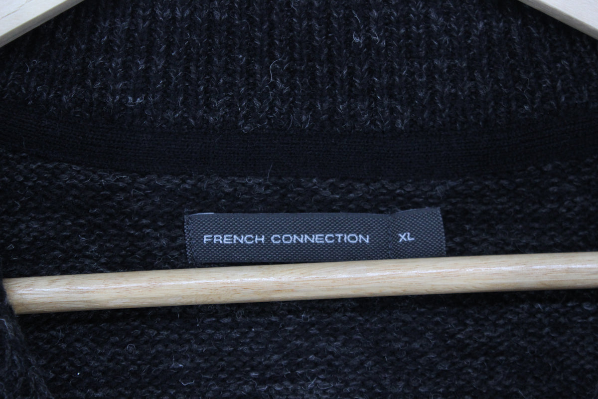 Mens 1/4 Zip Jumper Cable Knit Wool Blend