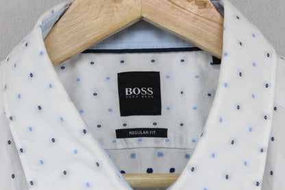 Mens Polka Dot Shirt Regular Fit Long Sleeve