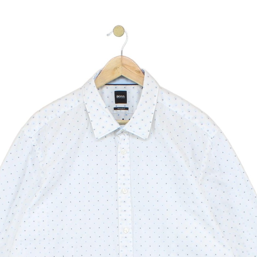 Mens Polka Dot Shirt Regular Fit Long Sleeve