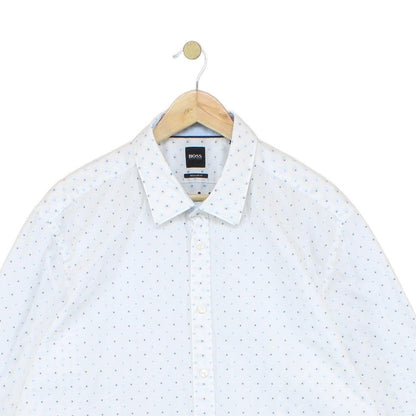 Mens Polka Dot Shirt Regular Fit Long Sleeve