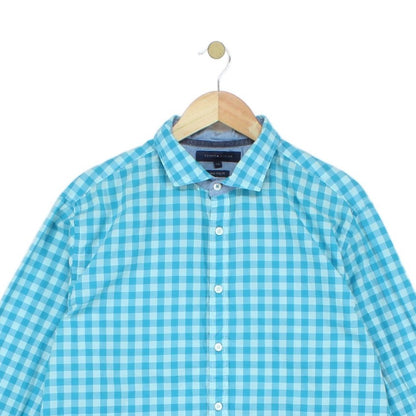 Mens Check Shirt Long Sleeve Collared