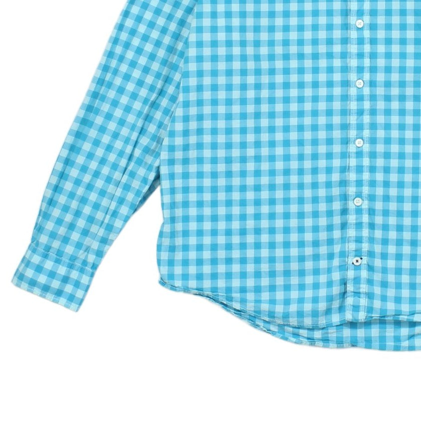 Mens Check Shirt Long Sleeve Collared