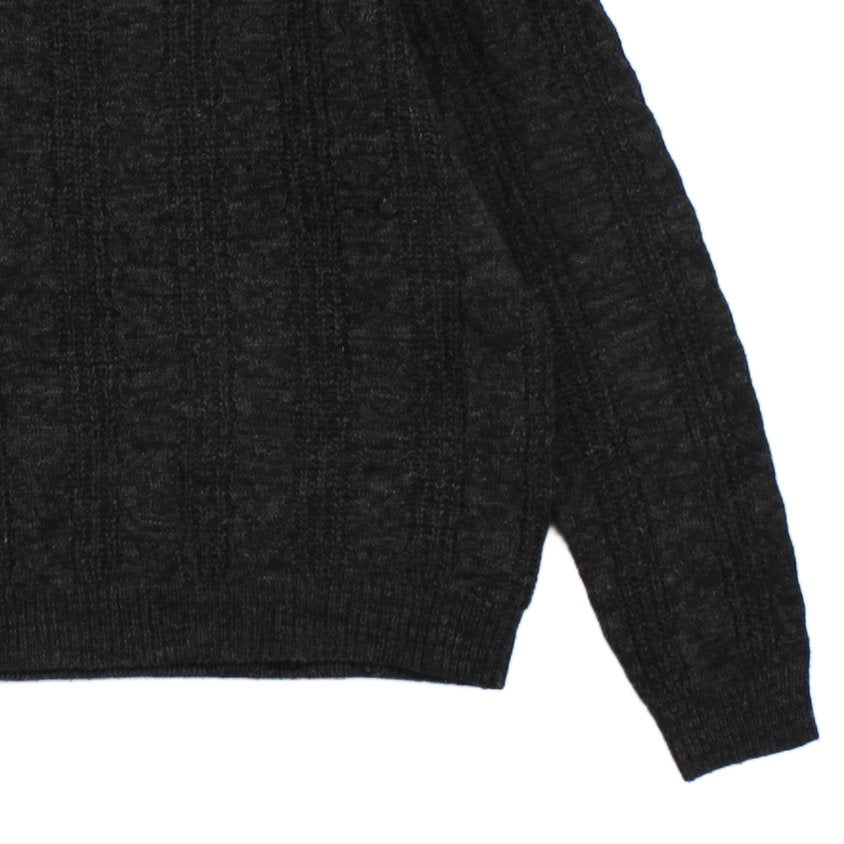 Mens 1/4 Zip Jumper Cable Knit Wool Blend