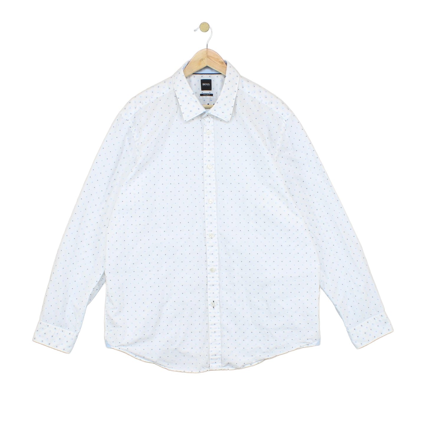 Mens Polka Dot Shirt Regular Fit Long Sleeve