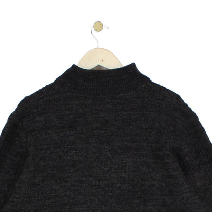Mens 1/4 Zip Jumper Cable Knit Wool Blend