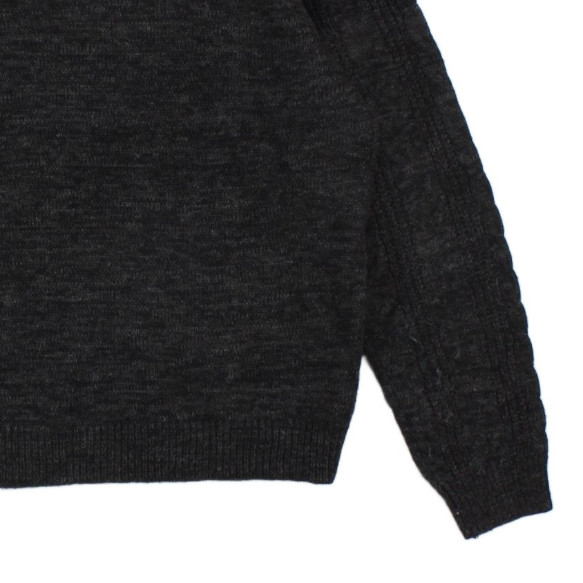 Mens 1/4 Zip Jumper Cable Knit Wool Blend