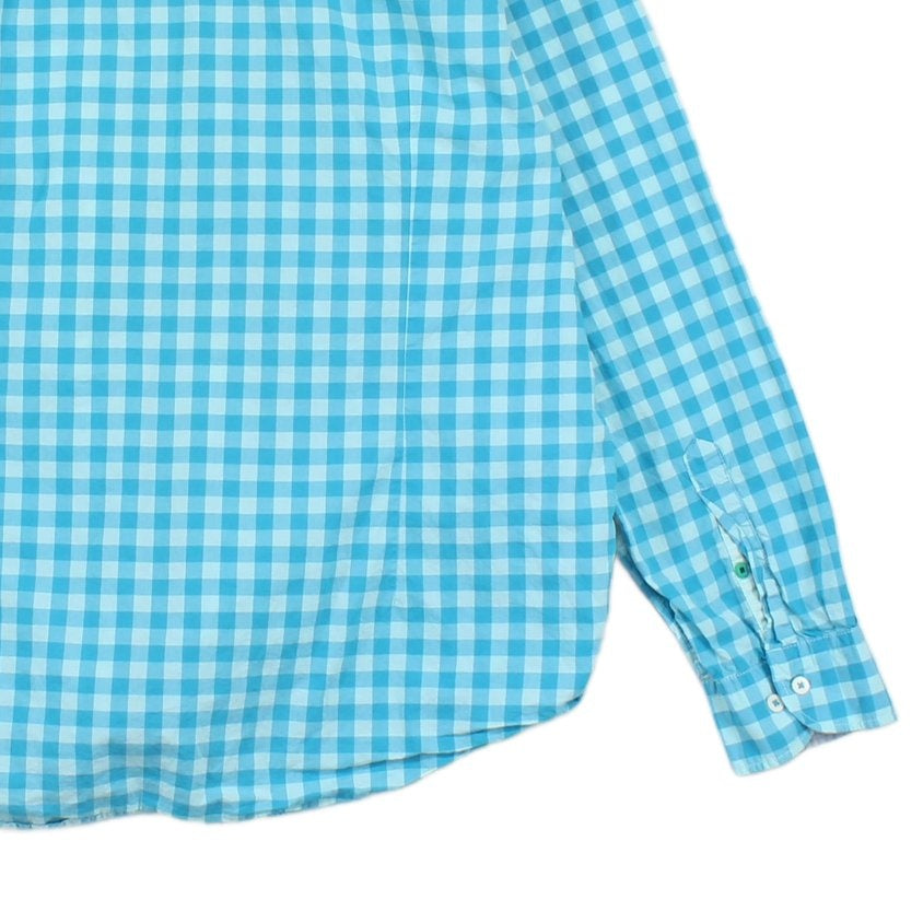 Mens Check Shirt Long Sleeve Collared