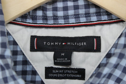 Mens Check Shirt Stretch Slim Fit Long Sleeve