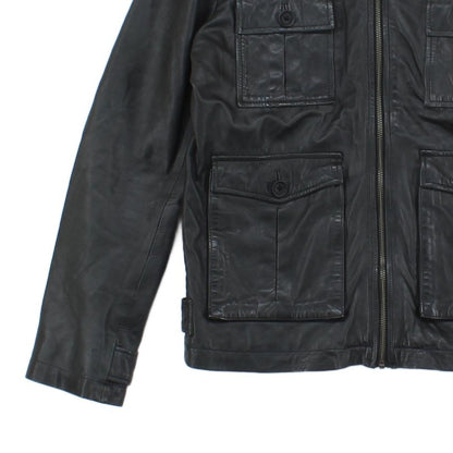 Mens Leather Jacket Full Zip Outerwear