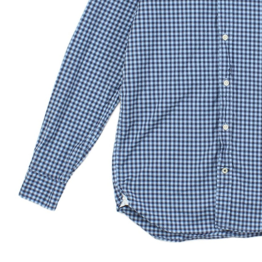 Mens Check Shirt Stretch Slim Fit Long Sleeve