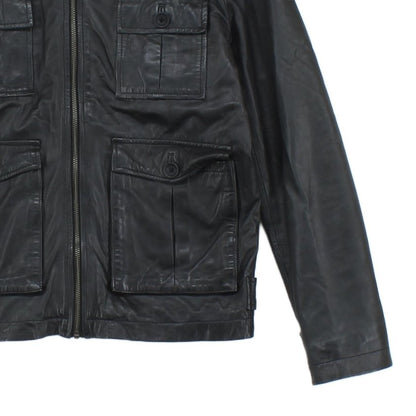 Mens Leather Jacket Full Zip Outerwear