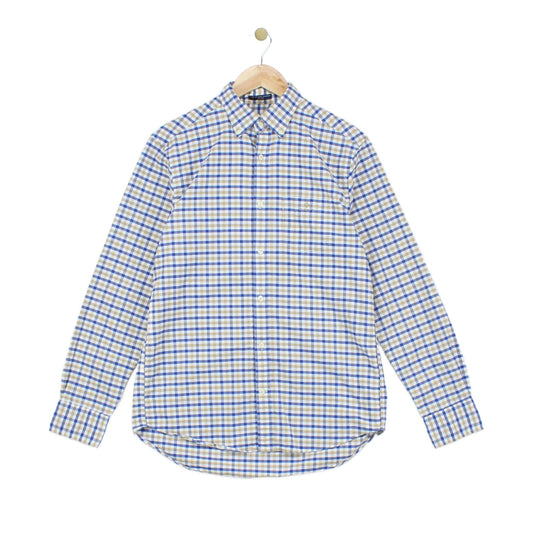 Mens Check Shirt Long Sleeve Button Up
