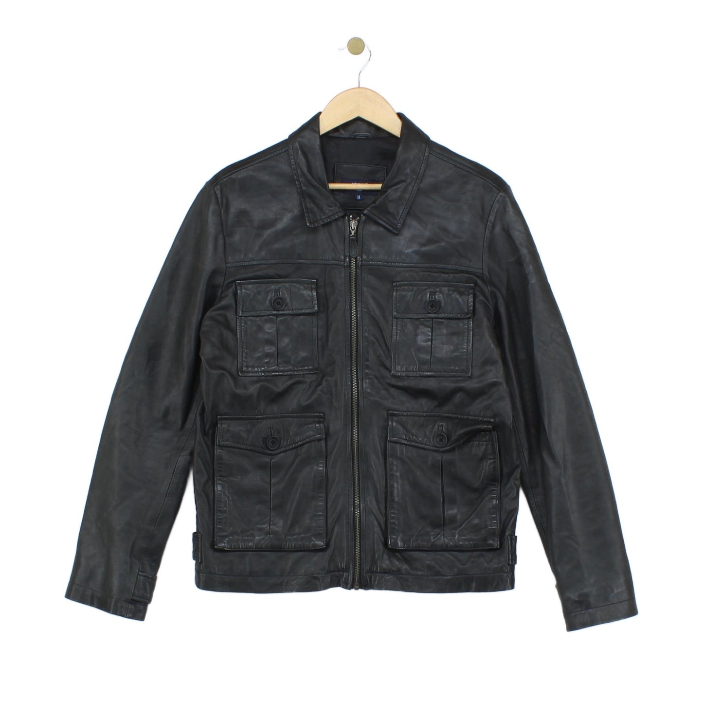 Mens Leather Jacket Full Zip Outerwear