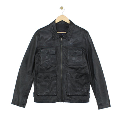 Mens Leather Jacket Full Zip Outerwear
