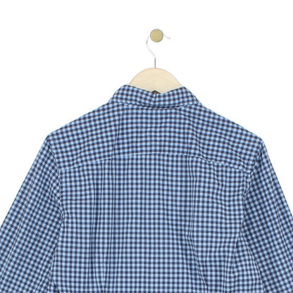 Mens Check Shirt Stretch Slim Fit Long Sleeve