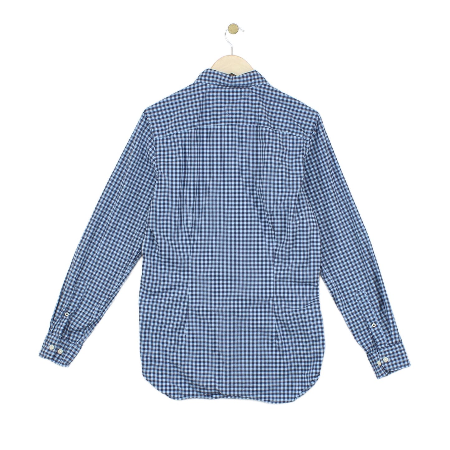 Mens Check Shirt Stretch Slim Fit Long Sleeve