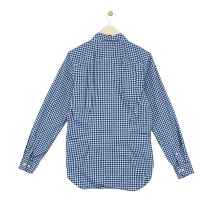 Mens Check Shirt Stretch Slim Fit Long Sleeve
