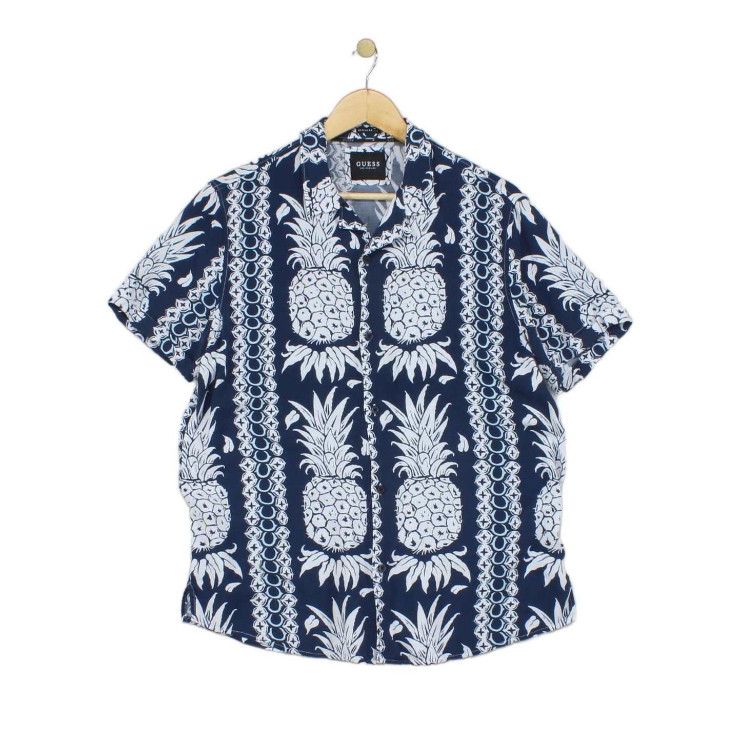 Mens Viscose Shirt Hawaiian Pineapple Short Sleeve