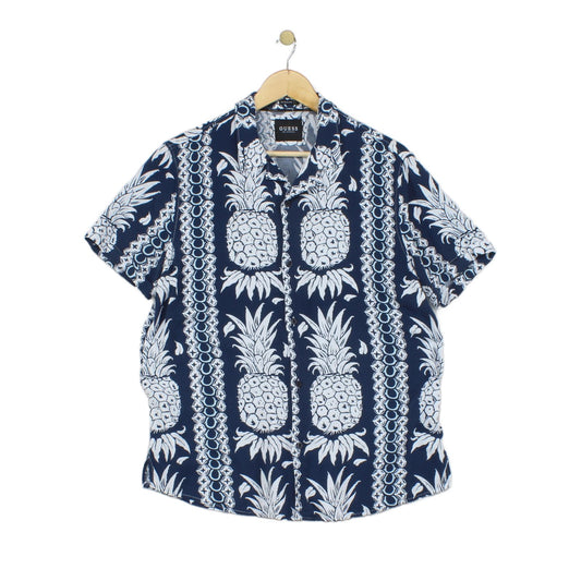 Mens Viscose Shirt Hawaiian Pineapple Short Sleeve
