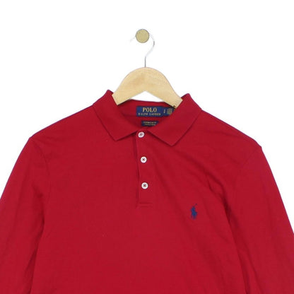Mens Polo Shirt Stretch Slim Fit Long Sleeve