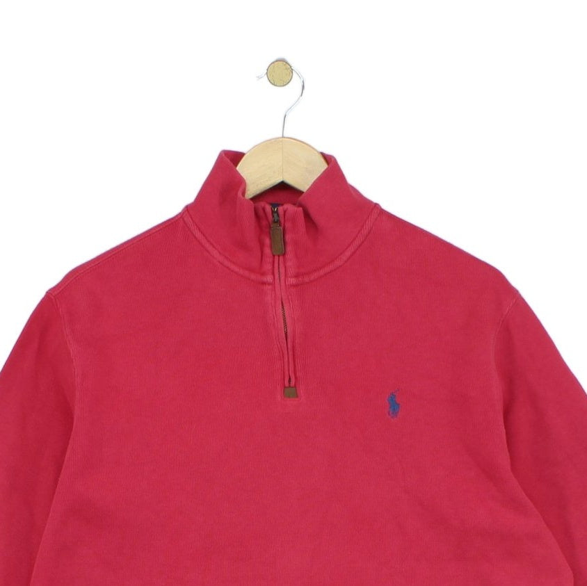 Mens 1/4 Zip Jumper Ribbed Knit Long Sleeve Cotton
