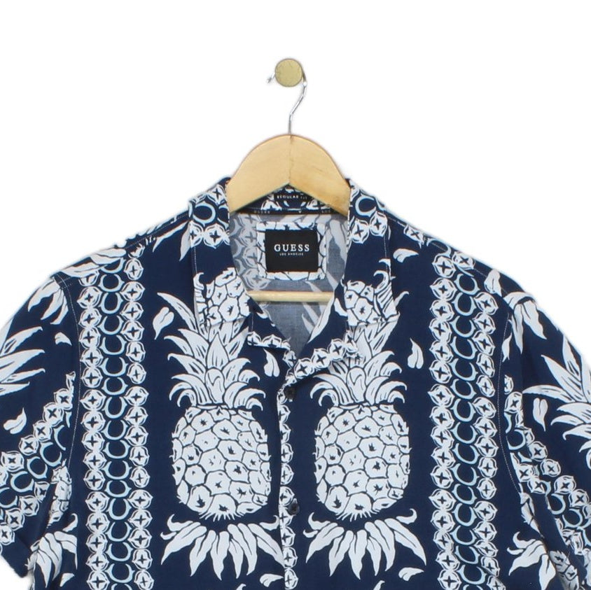 Mens Viscose Shirt Hawaiian Pineapple Short Sleeve