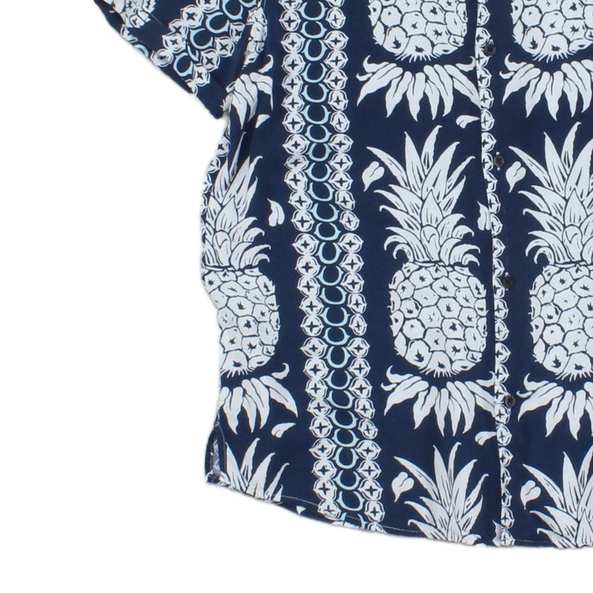 Mens Viscose Shirt Hawaiian Pineapple Short Sleeve