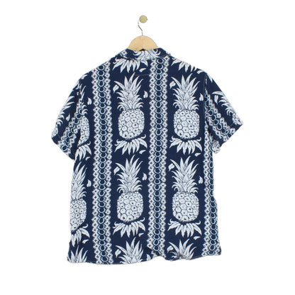 Mens Viscose Shirt Hawaiian Pineapple Short Sleeve