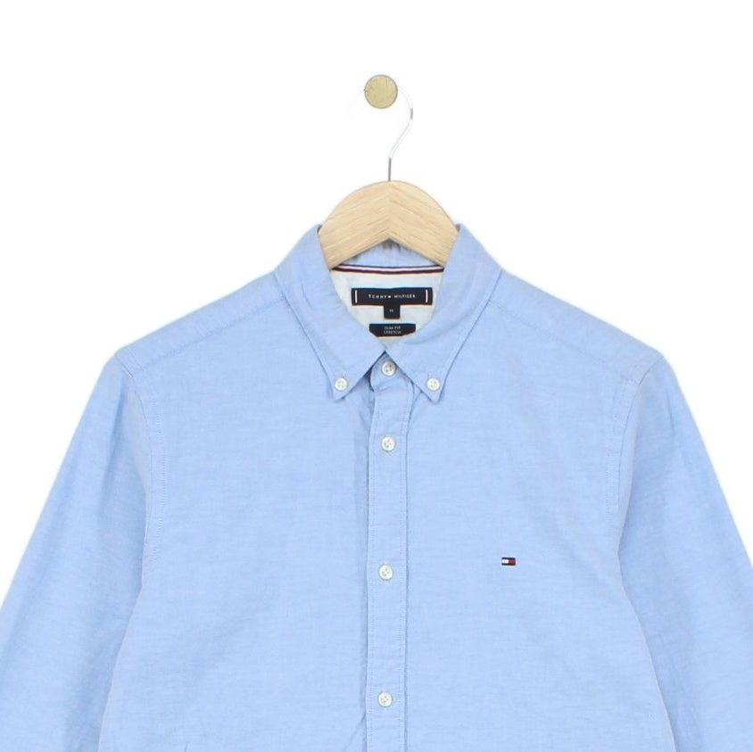 Mens Shirt Stretch Slim Long Sleeve Button Down