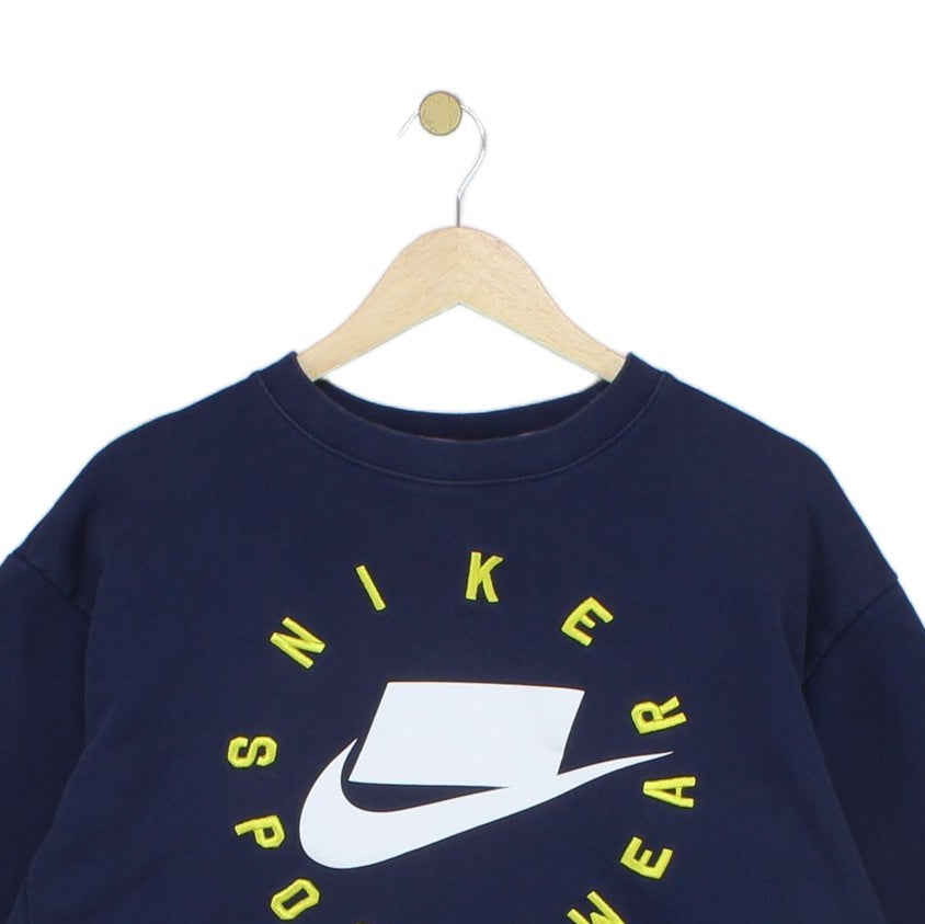 Womens Oversized Sweatshirt Cropped Logo Pullover