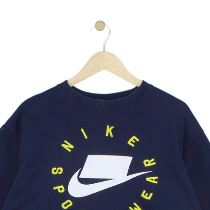 Womens Oversized Sweatshirt Cropped Logo Pullover