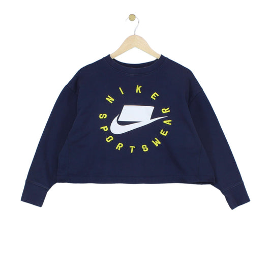 Womens Oversized Sweatshirt Cropped Logo Pullover