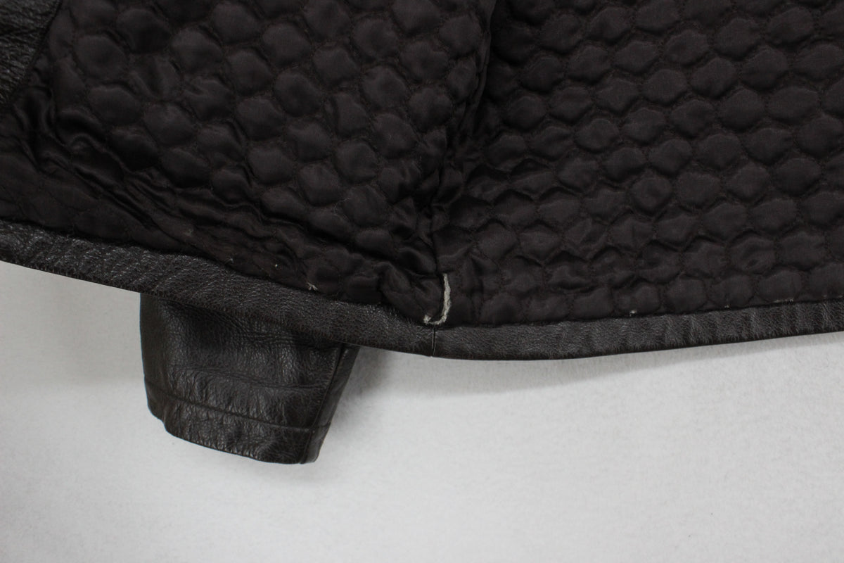 Mens Leather Jacket Zip Collared