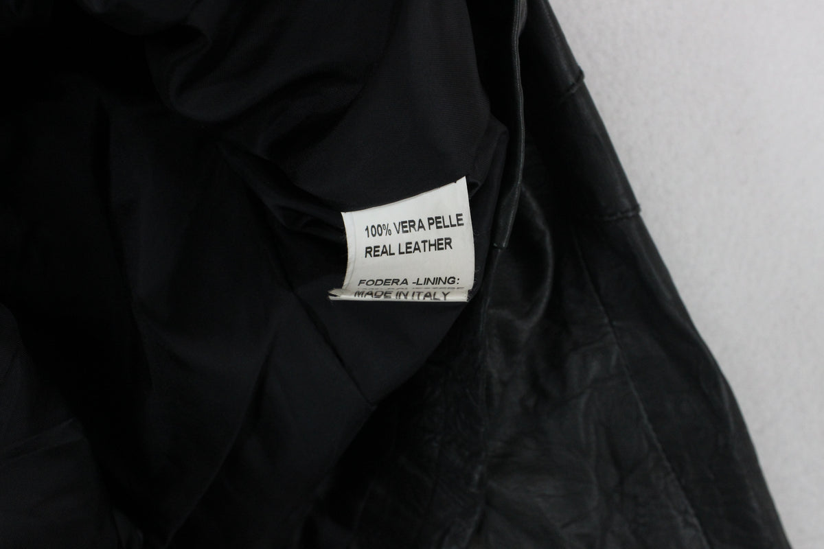 Womens Leather Jacket Made In Italy Button Up