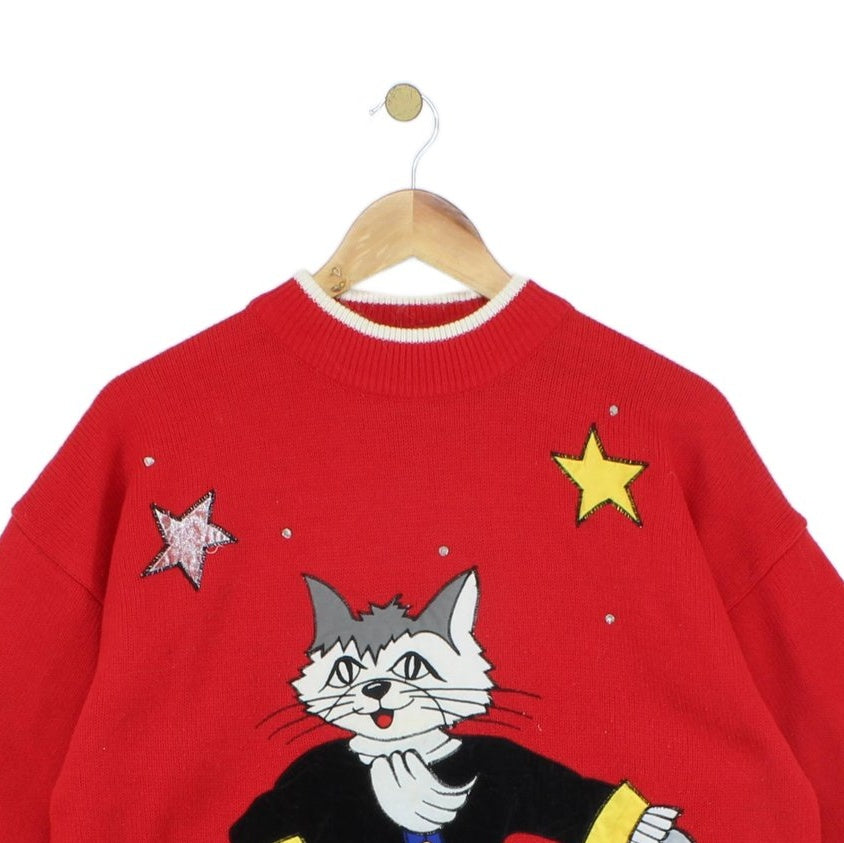 Womens Cat Jumper 80S