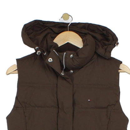 Womens Down Bodywarmer Hooded Puffed Sleeveless