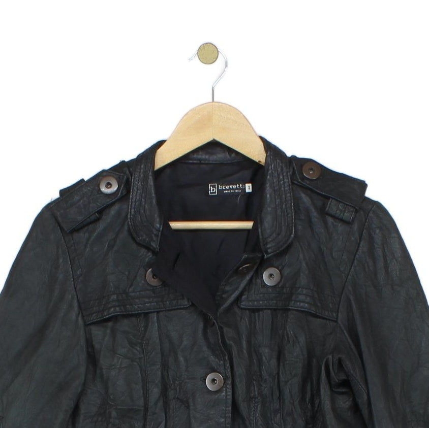Womens Leather Jacket Made In Italy Button Up