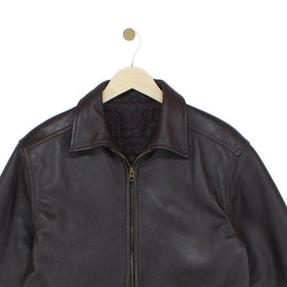 Mens Leather Jacket Zip Collared