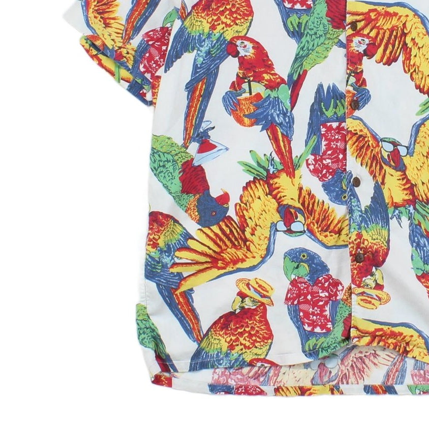Mens Patterned Shirt Parrot Hawaiian Revere Collar