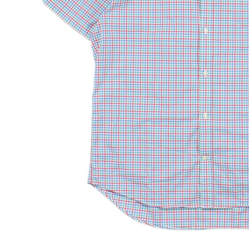 Mens Check Shirt Short Sleeve Button Down Classic