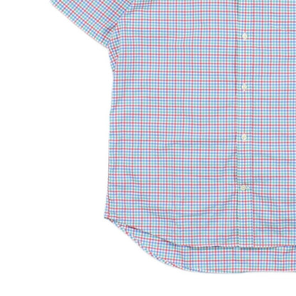 Mens Check Shirt Short Sleeve Button Down Classic