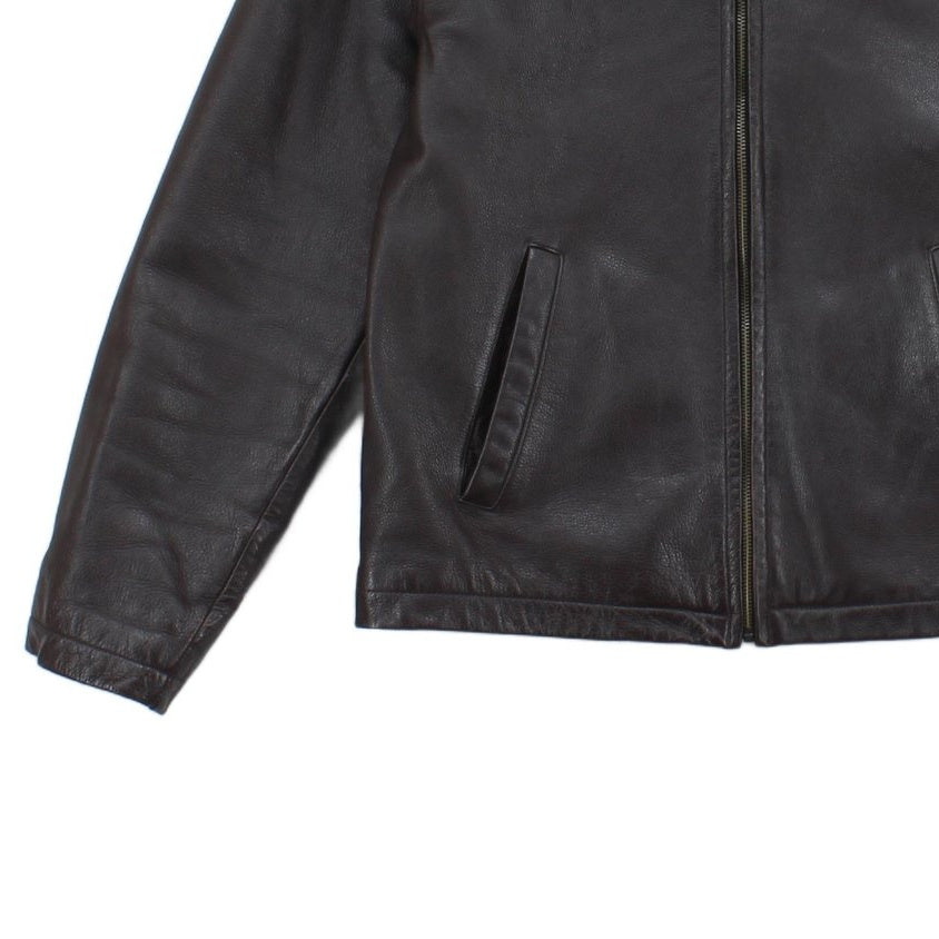 Mens Leather Jacket Zip Collared